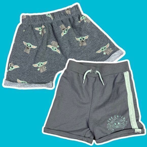 Baby Yoda Star Wars Mandalorian Toddler Set Shorts Size 4T Boys Grogu Child Grey - Picture 1 of 13